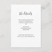 Minimale elegante witte klassieke bruiloft informatiekaartje (Voorkant)