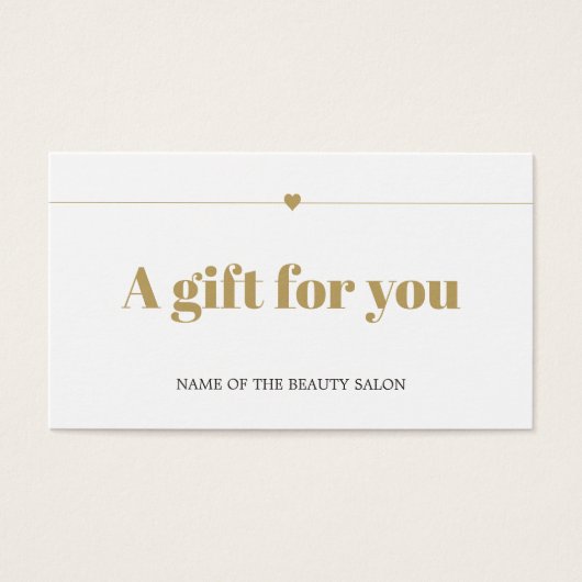 Minimale Elegante Witte Nep Gouden Lijn Hart Siera Visitekaartje (Voorkant)