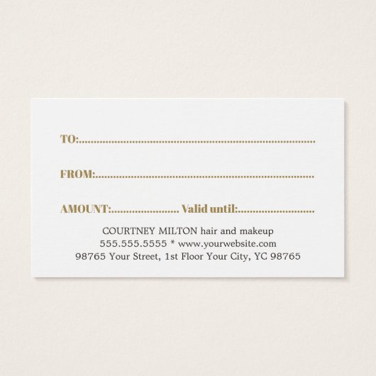 Minimale Elegante Witte Nep Gouden Lijn Hart Siera Visitekaartje (Achterkant)