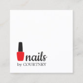 Minimale Elegante witte rode nagels Vierkante Visitekaartje (Voorkant)
