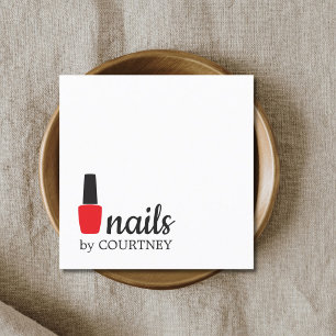 Minimale Elegante witte rode nagels Vierkante Visitekaartje