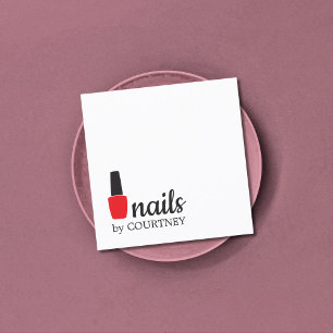 Minimale Elegante witte rode nagels Vierkante Visitekaartje