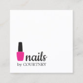 Minimale elegante witte roze nagels vierkante visitekaartje (Voorkant)