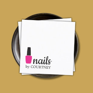 Minimale elegante witte roze nagels vierkante visitekaartje