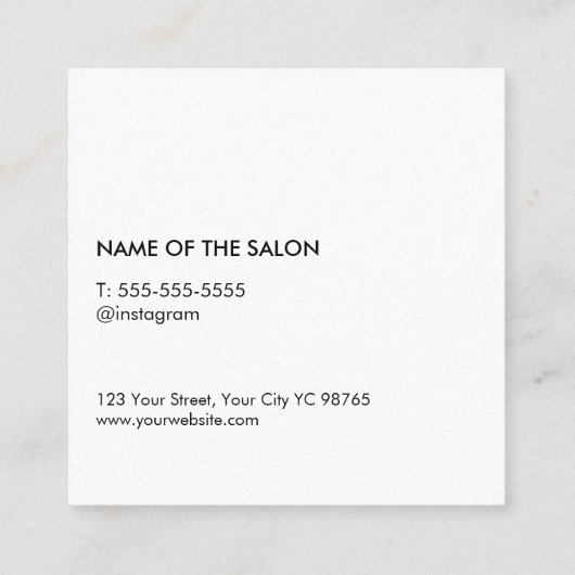 Minimale Elegante Zalmblauwe Schaar Haarstylist Vierkante Visitekaartje (Achterkant)