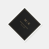 Minimale & Elegante Zwart & Gouden Monogram Bruilo Servet (Hoek)