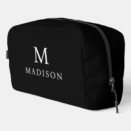 Minimale & Elegante Zwart & Wit Aangepaste Naam Toilettasje (Rechterhoek)