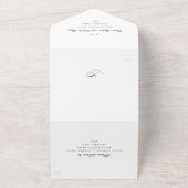 Minimale elegante zwart-wit bruiloft all in one uitnodiging (Buitenkant)