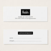 Minimale Elegante Zwart Wit Haar Afspraak Mini Visitekaartjes (Voorkant /achterkant)