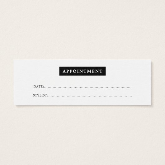 Minimale Elegante Zwart Wit Haar Afspraak Mini Visitekaartjes (Achterkant)