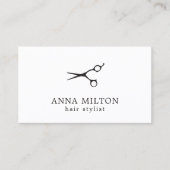 Minimale Elegante Zwart Wit Schaar Haar Stylist Visitekaartje (Voorkant)
