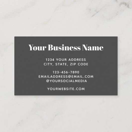 Minimale elegante zwarte en witte Professional Visitekaartje (Achterkant)