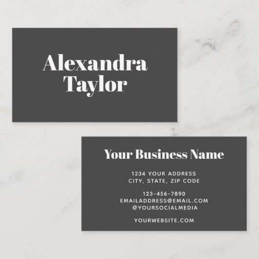 Minimale elegante zwarte en witte Professional Visitekaartje (Voorkant / Achterkant)