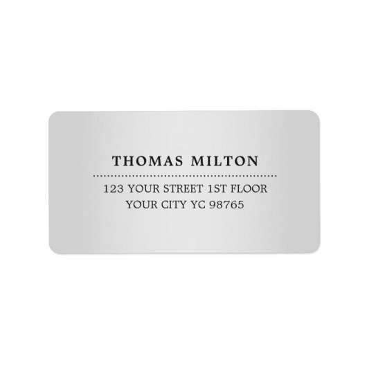 Minimale elegante zwarte Faux Silver Label (Voorkant)