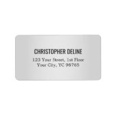 Minimale elegante zwarte Faux Silver Label (Voorkant)