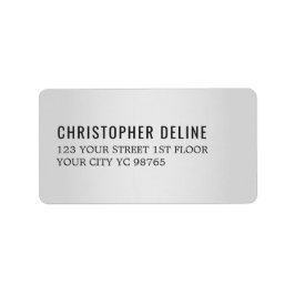 Minimale elegante zwarte Faux Silver Label