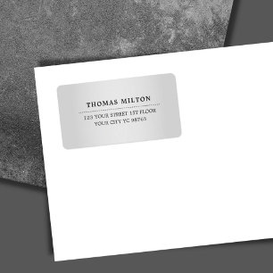 Minimale elegante zwarte Faux Silver Label