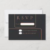 Minimale elegante zwarte roos gouden rsvp kaart (Voorkant)