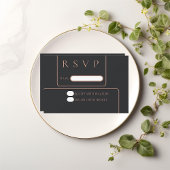 Minimale elegante zwarte roos gouden rsvp kaart