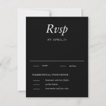 Minimale Elegante Zwarte Trouw-RSVP Kaart