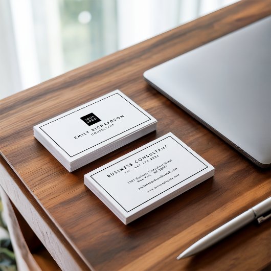 Minimale elegante zwarte witte professionele logo visitekaartje