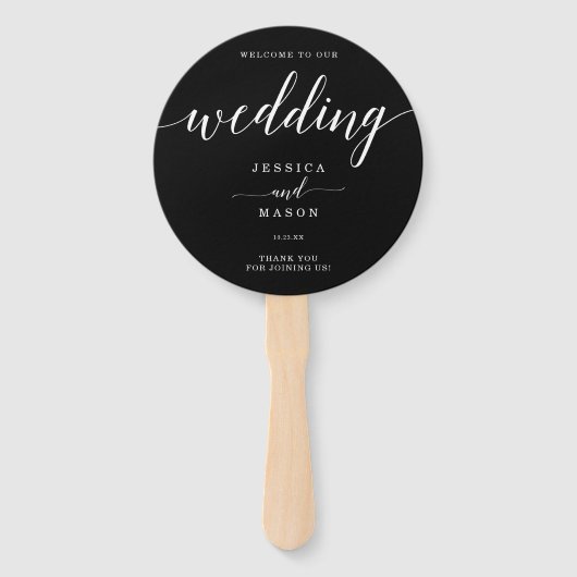 Minimale elegantie Eenvoudig zwart-wit huwelijk Ha Handwaaier (Voorkant)