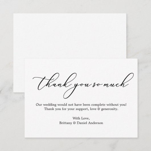 Minimale elegantie Hartelijk dank voor zoveel kall Bedankkaart (Voorkant / Achterkant)