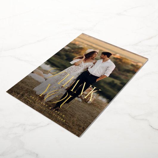 Minimale Elegantie trouwfoto dank u kaart (Gedraaid)