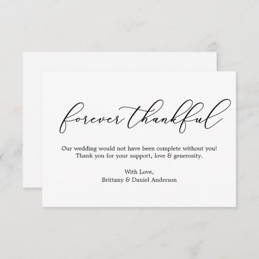 Minimale elegantie voor ooit dankbare kalligrafie bedankkaart (Voorkant / Achterkant)