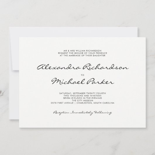 Minimale elegantie | Zwarte en witte bruiloft Kaart (Voorkant)