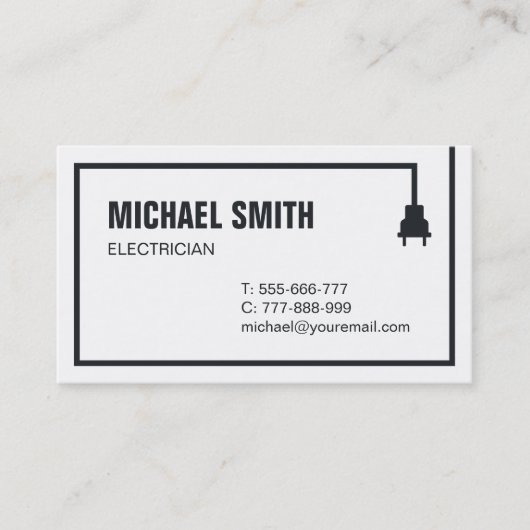 Minimale elektricien voor netsnoer visitekaartje (Voorkant)