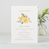 Minimale elemon Botanische Couples Shower Invite Bedankkaart (Staand voorkant)