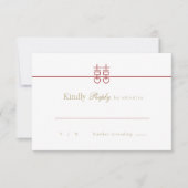 Minimale ellegante dubbeldeksweddenschap RSVP kaartje (Voorkant)