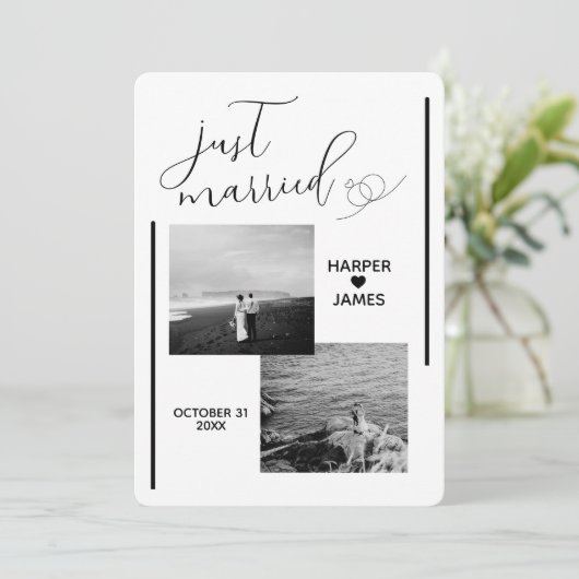 Minimale Elopement Aankondiging | Klassiek wit (Staand voorkant)