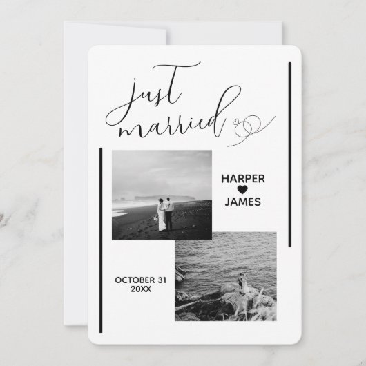 Minimale Elopement Aankondiging | Klassiek wit (Voorkant)