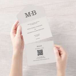 Minimale Elopement All-in-One Trouwuitnodiging All In One Uitnodiging