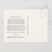 Minimale elopement-fotocrème aankondigingskaart (Achterkant)