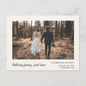 Minimale elopement-fotocrème aankondigingskaart (Voorkant)