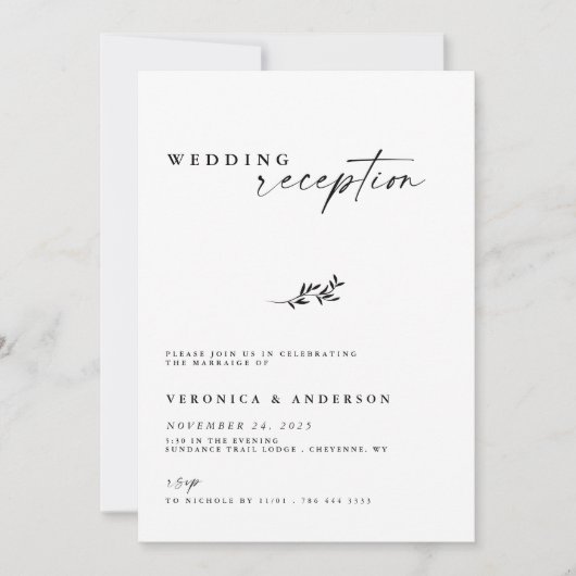 Minimale Elopement Reception Wedding Photo Invite (Voorkant)