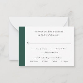 Minimale Emerald Green Wedding Mini RSVP-kaart Notitiekaartje