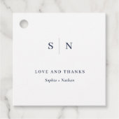 Minimale en Chic Bedankt Witte en Navy bruiloft Bedankjes Labels (Voorkant)
