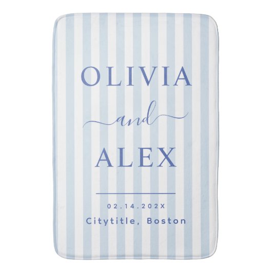 Minimale en Chic Blauwe Franse Gepersonaliseerde T Badmat (Voorkant Verticaal)