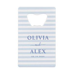 Minimale en chic blauwe Franse gepersonaliseerde t Creditkaart Flessenopener
