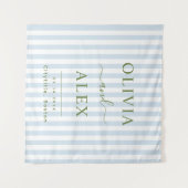 Minimale en chic blauwe Franse gepersonaliseerde t Wandkleed (Voorkant (horizontaal))