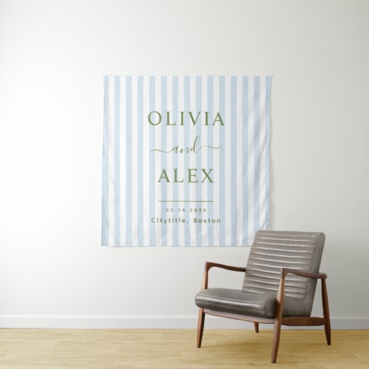 Minimale en chic blauwe Franse gepersonaliseerde t Wandkleed (In situ)