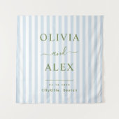 Minimale en chic blauwe Franse gepersonaliseerde t Wandkleed (Voorkant)