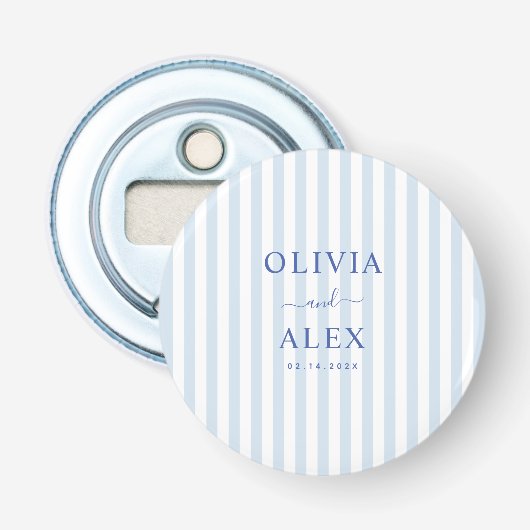Minimale en Chic Blauwe Franse Persoonlijke Trouw  Button Flesopener (Voorkant)