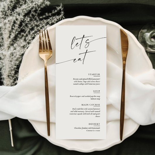 Minimale en Chic Calligrafie Dinner Huwelijk Menu