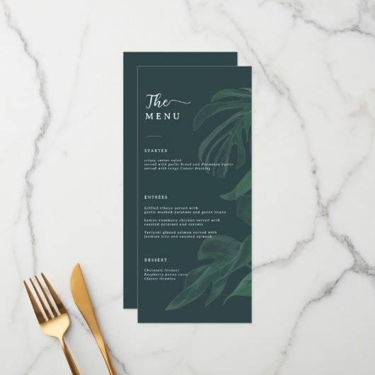 Minimale en Chic Groene Trouw Menu (Voorkant / Achterkant in situ)