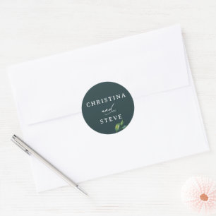 Minimale en Chic Groene Trouwdag Ronde Sticker